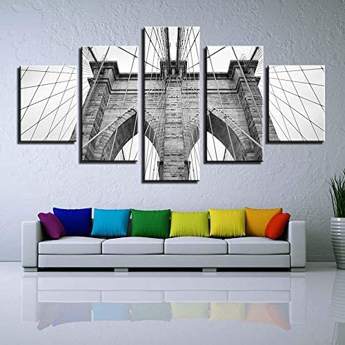 Wandbild London City-Brücke Leinwandbild 5 Tlg Kunstdruck Modern Wandbilder Wanddekoration Design Wandkunst 5 Stücke Leinwand Wohnzimmer Dekoration 175 X 80 Cm -4N7J/R2T9-