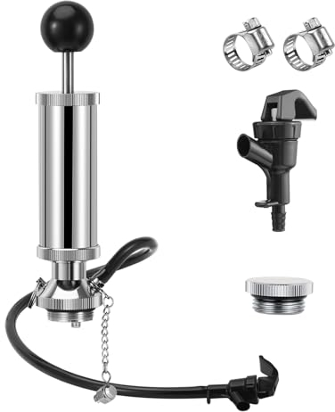 4 Thread Keg Tap Beer Tap Pump, Beer Pump Keg Pump for Mini Kegerator, Party Pump Picnic Hand Pump with 2 Beer Faucets & Beer Hose, Kegerator Pump Draft Beer Faucet Beer Dispenser for Home Bar