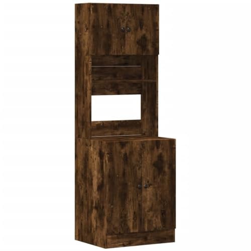 vidaXL Küchenschrank, Küchenzeile mit Türen Schubladen, Hochschrank für Küche Restaurant Hotel, Küchenmöbel, Modern, Räuchereiche Holzwerkstoff
