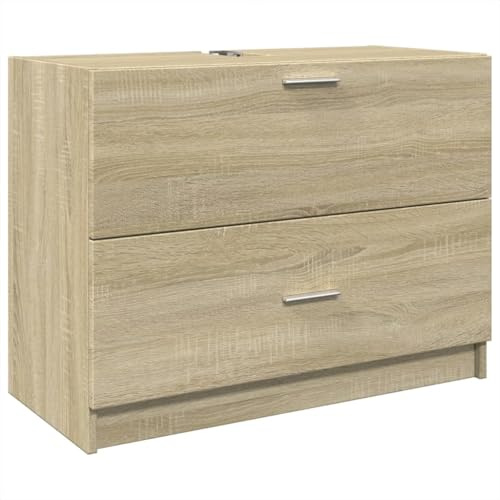 vidaXL Waschbeckenunterschrank, Unterschrank für Badezimmer, Badschrank mit Stauraum, Badezimmerschrank Waschtischunterschrank, Sonoma-Eiche Holzwerkstoff