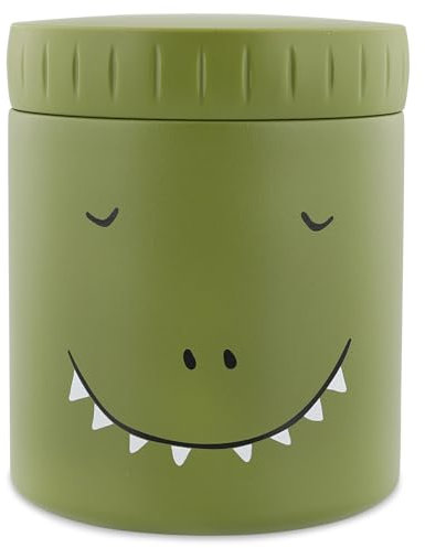 Trixie Tarro aislado para alimentos, Mr. Dino, 350 ml, a prueba de fugas y portátil, mantiene la comida caliente o fría, acero inoxidable, contenedor de almuerzo para niños