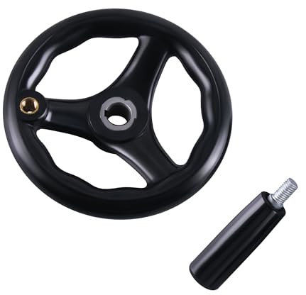TIOMIOSEA Handrad,12 * 125mm Schwarz Runde Kunststoff Fräsen Handrad Bakelit,Drehmaschine Handrad,Fräshandrad mit drehbarem Griff für Fräsmaschinen, Drehmaschinen, Schleifmaschinen