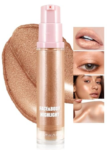 Boobeen Flüssiger Highlighter Makeup, Schimmer Creme Flüssig Illuminator Kontur für Gesicht und Körper, Smooth Glow Natürlich aussehende wasserdichte Flüssigkeit Highlight Aufhellung Make Up