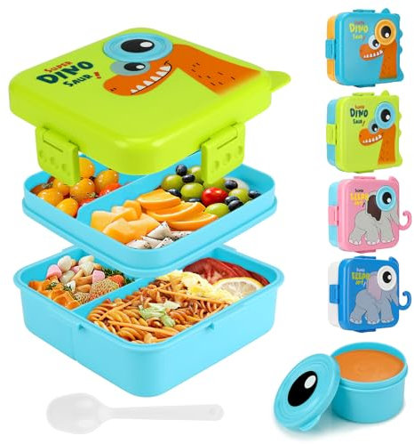 Farerkass Brotdose Kinder mit Fächern, 1600 ml Auslaufsicher Lunchbox, Geeignet für Schule, Picknick, Reise-Lunchbox, Geeignet für Erwachsene, Mädchen & Jungen, Mikrowellen Spülmaschinenfest (Grün)