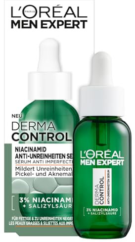 L'Oréal Men Expert Niacinamide Anti-Pickel Serum für Männer, Gesichtspflege für unreine & zu Akne neigende Haut, Herren Gesichtsserum mit 3% Salicylsäure & Niacinamide, Derma Control, 1 x 30 ml