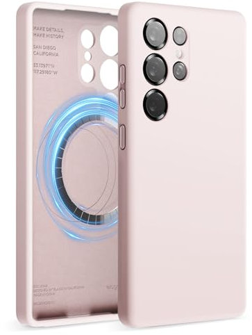 elago Cover Compatibile con Samsung Galaxy S25 Ultra, Custodia Magnetica in Silicone, Compatibile con Accessori MagSafe, Copertura Protettiva, Fodera Morbida in Microfibra Antigraffio (Rosa)