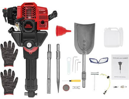 Petrol Garden Tree Digger,52cc 2 Stroke Excavator Digging Machine,1900w 6500r/min Post Hole Digger mit Wide Shovel&Pointed Pickaxe&Flat Pickaxe,Handheld Trencher Digger Machine for Garden and Farm