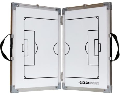 Ciclon Sports Tableau Tactique Pliable Football | Planche D'entraîneur de Football Magnétique Pliable | Format Déplié 60x90cm | Avec Sac de Transport, Aimants et Accessoires
