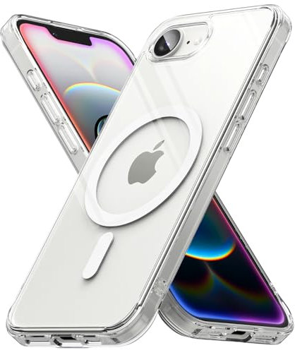 Ringke Fusion Magnetic für iPhone 16e Hülle, [Kompatibel mit MagSafe] Dauerhafte Transparenz Kratzfest Transparente Weicher Bumper Handyhülle für Magnetisches Laden/Zubehör - Clear