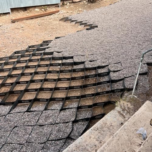 stabilisateur de gravier Kit De Stabilisation De Sol Geo Grid, Grilles D'allée En Gravier Et Gazon De 1, 2, 3, 4, 5 Mètres De Long, 6, 7, 8, 9 M, Pavé Géocellule D'aménagement Paysager Et Base(6x9M)