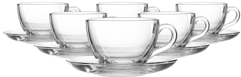 Ritzenhoff & Breker Barista Cappuccino-Set 220 ml, 12-teilig, Cappuccinotassen mit Untertassen, Glas, Spülmaschinenfest, Transparent