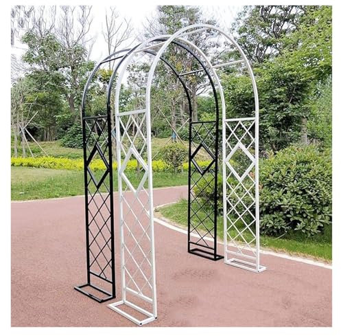Arche de jardin, treillis de jardin en métal, treillis d'arche de jardin en métal – Arche de support de rose pour haricots écarlates facilement assemblée (blanc, 28 x 19 cm)