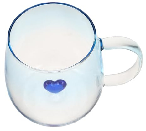 Cabilock Glasbecher mit Henkel, Kreatives Herzdesign aus Borosilikatglas | Glas mit Tieren Innen, Blaues Dekorglas, Leicht und Pflegeleicht, für Valentinstag und Besondere Anlässe