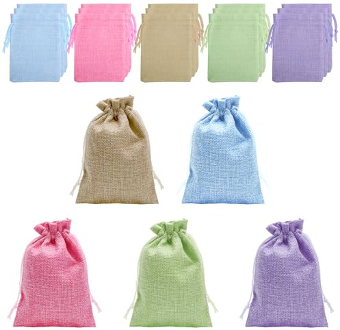 TMZELOA 20 pezzi sacchetti stoffa con cordoncino da riempire Bustine stoffa 10x14cm colorate riutilizzabili sacchetti regalo stoffas Sacchetti bomboniere matrimonio Natale compleanno bijoux festa DIY