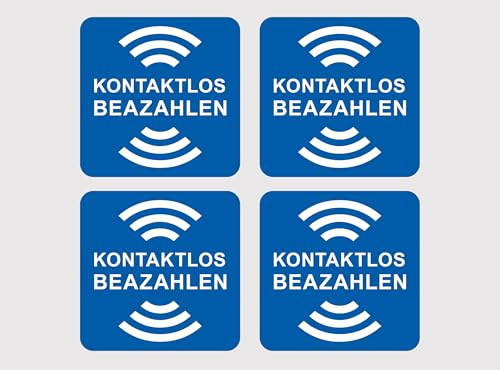Aufkleber Kontaktlos bezahlen 4x Premium Sticker Hinweis Schild 5 cm Smartphone Kasse Kartenlesegerät