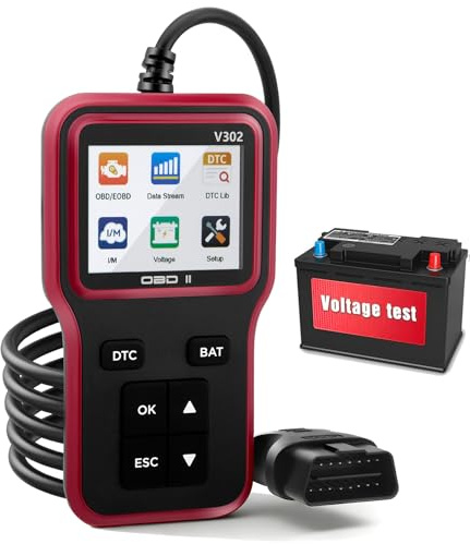 OBD2 Diagnosegerät Auto, OBDII KFZ Auslesegerät OBD Auto Diagnose Adapter Motor Fehlercodeleser EOBD Scanner Spannungserkennung und -überwachung, für BMW VW Mercedes Alle OBD-II Fahrzeuge Nach 1996