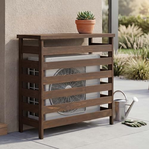 Mendler Verkleidung für Klimaanlage/Wärmetauscher HWC-Q15 - Dunkelbraun | Abdeckung, Holz, FSC®-Zertifiziert, 78x84x32cm
