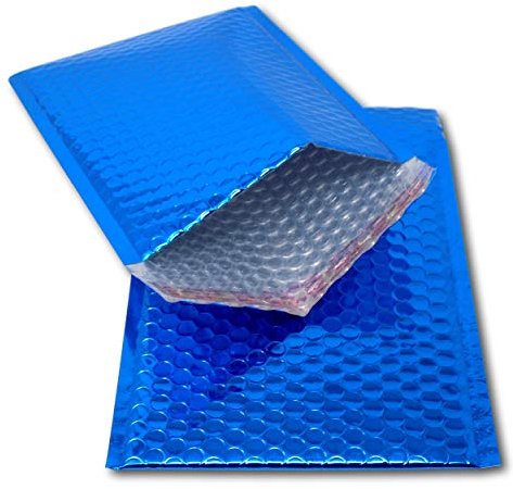 EPOSGEAR 10 Blue Shiny Metallic Foil Bubble Padded Bag Mailing Envelopes - Perfect for Marketing, Promotions or and Alternative to Gift wrap (A5 / C5 (DVD) - 250mm x 180mm)