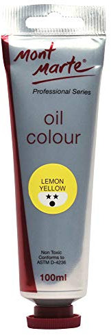 MONT MARTE Premium Oil Paint, 100ml (3.4oz), Lemon Yellow, Good Coverage, Excellent Tinting Strength