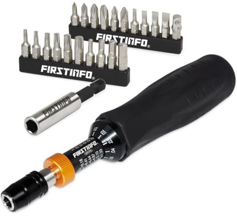FIRSTINFO H5178Y1 | 1/4 | 0.1-1.2 Nm, 1.33-10.18 in-lbs | Adjustable Torque Screwdriver | with Quick Release Bit Holder & Screwdriver Bits Set