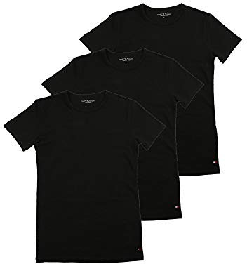 Tommy Hilfiger Men's Stretch Cn Tee Ss 3pack 2s87905187 S/S T-Shirts, Black (Black), M