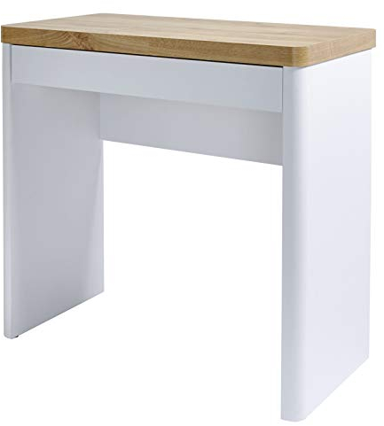 Jahnke CU-LIBRE 80 Kompaktschreibtisch mit 1 Schublade, 79 x 44 x 76 cm, Weiß/Kerneiche