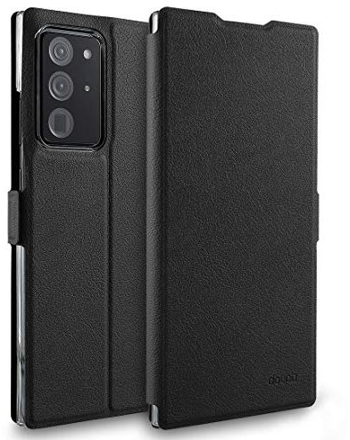 doupi Flip Case für Samsung Note 20 Ultra (6,9 Zoll), Deluxe Schutz Hülle mit Magnetischem Verschluss Cover Klapphülle Book Style Handyhülle Aufstellbar Ständer, schwarz