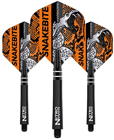 RED DRAGON Peter Wright Snakebite Hardcore Orange Combo - 3 Sets Per Pack (9 Dart Flights in total)