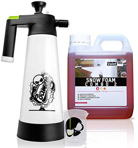 Nuke Guys Snow Foam Set: Nuke Guys Foamer 2L Schaumsprüher + ValetPRO Snow Foam Combo2 1L + Nuke Guys Messbecher 150ml skaliert mit Nuke Guys skull