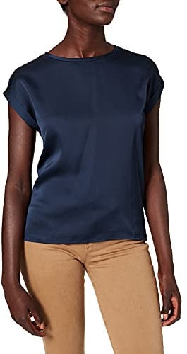 Vila Viellette S/S Satin Top/su-Noos T-Shirt, Blazer Blu Marine, 46 Donna