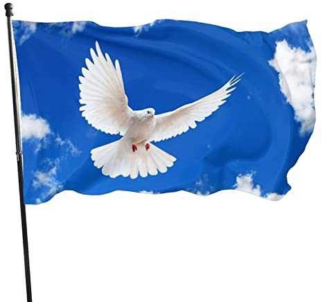 Flagge, Friedensfahne 150x90cm, Friedenstaube und blauer Himmel Flagge, Polyester Lustige groß Fahne, Leichte Gartenflagge, Dekoratives Banner, Lebendige Farbe und UV-beständige Flagge, Haushof-Flagge
