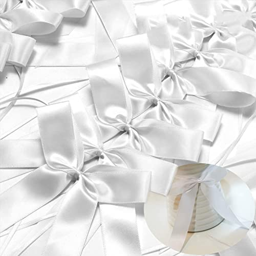 50 Stück Autoschleifen Hochzeit, Antennenschleifen, Autoschmuck Hochzeit, Antennenschleifen Weiß, Auto Schleifen für Hochzeit Deko Tischdeko Zimmerdeko besondere Anlässe Feste