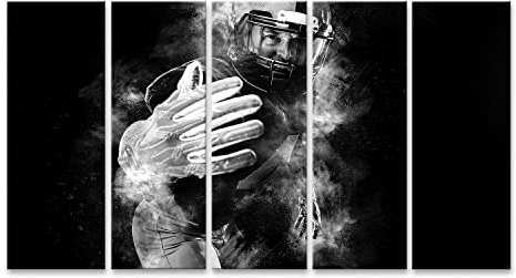 islandburner Bild auf Leinwand American Football Spieler Sportler Sportler mit Helm auf Schwarz Weiß Sport und Bilder Wandbilder Poster