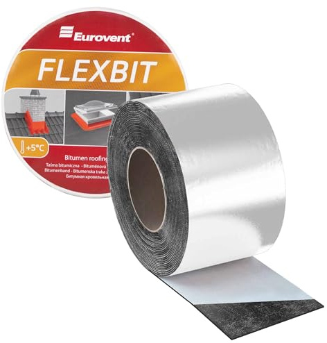 Eurovent® FLEXBIT 100mm x 10lfm Dachdeckerband Bitumenband Abdichtband selbstklebendes Reparaturband (Aluminium-Grau)