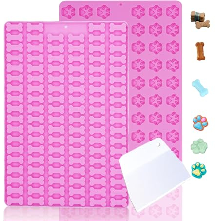 Silikon Backmatte Hundekekse Mini Hundeknochen Form +Fußabdruck Form 2 Stück, Antihaftend Backmatte Hundekekse für DIY Hundeleckerlies, Schokolade, Kekse, Eiswürfel, Süßigkeiten, BPA-Frei