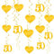 18 Stück Gold Wirbel Deko Zahl 50 Gold Spiralen Girlande Deckenhänger DoppelSpiral Deko für 50 Geburtstag, Hochzeit, Jubiläum oder Partydeko