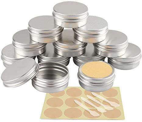 YANCAER 10 Pièces Pots en Aluminium Argenté de 15ml avec Couvercle - D41mm x H17mm Vide Ronde Cosmétiques Pot Conteneurs de Voyage pour Maquillage, Crème, Baume à Lèvres, Mini Bougies