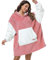 Argstar Übergroße Hoodie decke, tragbare Decken Hoodie, leichte Kapuzendecke, kuschelige Samt-Decke,warmes Hoodie mit Tasche und elastischen Ärmeln für Erwachsene Damen und Herren Rosa