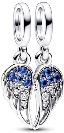 MGIUL I'll Always Be There Angel Wings Double Charm für Frauen Armbänder Halsketten mit 5A Cubic Zirconia 925 Sterling Silber Anhänger Perlen Schmuck Geschenk für Mädchen Jungen