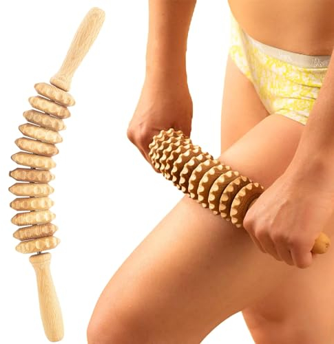 MJLOMJ Faszienstab Holz - Faszien Massagegerät für Rücken, Cellulite & mehr - Faszienroll Set mit 12 Rollen für effektive Muskelentspannung - Faszienroller für Zuhause & unterwegs