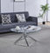 Hallowood Furniture Cullompton Table basse en métal avec plateau en verre, table en verre avec 4 pieds chromés croisés, petite table centrale, table basse ronde pour salon