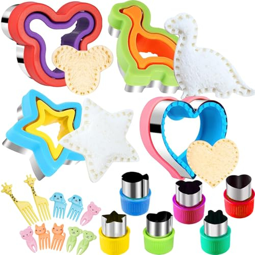 Sandwich Cutters and Sealers Set for Children 20Pcs Sandwich Decruster Pancake Maker, DIY Cookie Cutters for Kids Bento Lunch Box, Fruit Vegetable Cutter Shapes Sandwich Mold Gift for Boys Girls