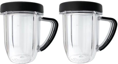 Blendin Lot de 2 bocaux de rechange de 887 ml avec poignée et anneau à lèvre, compatible avec les mélangeurs Nutribullet RX 1700W NB-301, N17-1001, NBM-U0272
