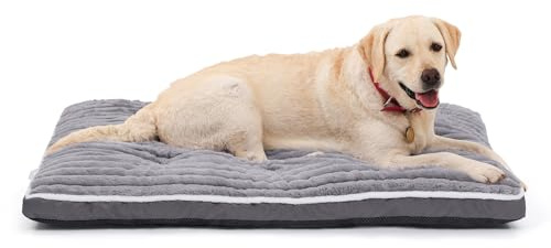 VoltaEcho Hundebett Grosse Hunde Waschbare Hundematte (106 x 70 x 7 cm) | Weicher Plüschstoff – Rutschfeste Unterseite – Geeignet für Wohnzimmer Hundebox KofferraumGrau
