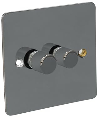 Axiom 2-Gang LED Dimmer Switch, Black Nickel Finish, 150W, Flat Plate Design, 2-Way Control