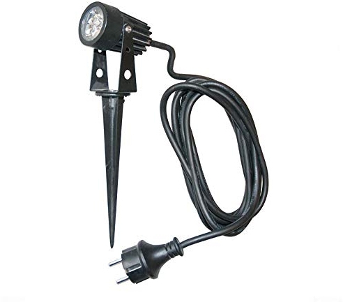 CLE LED 3W Erdspieß Strahler Nautilus schwarz mit 3m Kabel Schukostecker