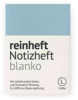 reinheft Notizheft blanko mit flexiblem Softcover Umschlag und 64 Seiten Inhalt, nachfüllbar, Größe L (Blau, L - Din A5)