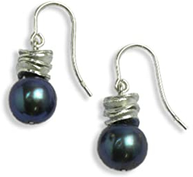 Ohrhänger Zuchtperle dunkel mit Silberelement