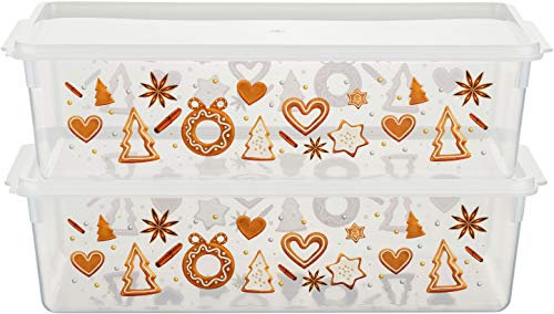 MiraHome contenitori di biscotti set di 2 rettangolare 5l transparent disegno Panpepato