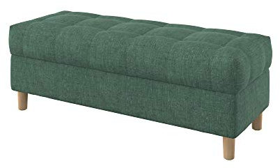 Furninero - Raffinierte gepolsterter Sitzbank Sitzhocker Sitzruhe Betthocker Ottomane, mit Stauraum, Gerundete Beine, 120 cm breit, Softi Green Stoff (Wasserabweisen), Grün